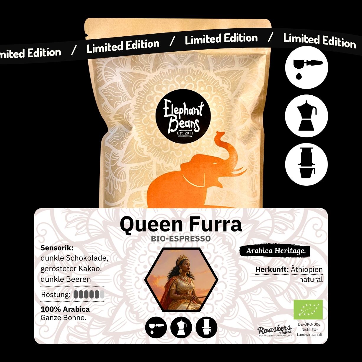 QUEEN FURRA - Arabica Heritage Edition- BIO-Espresso Röstkaffee