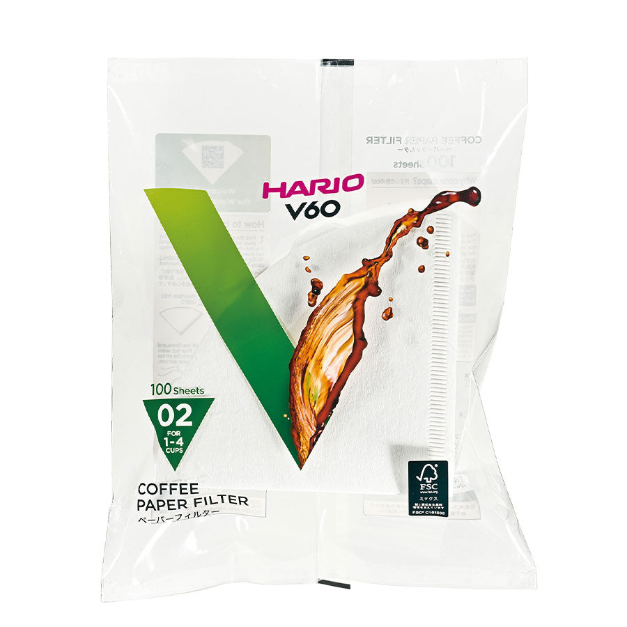 Papierfilter weiß für Hario V60 02 Dripper 100 Blatt