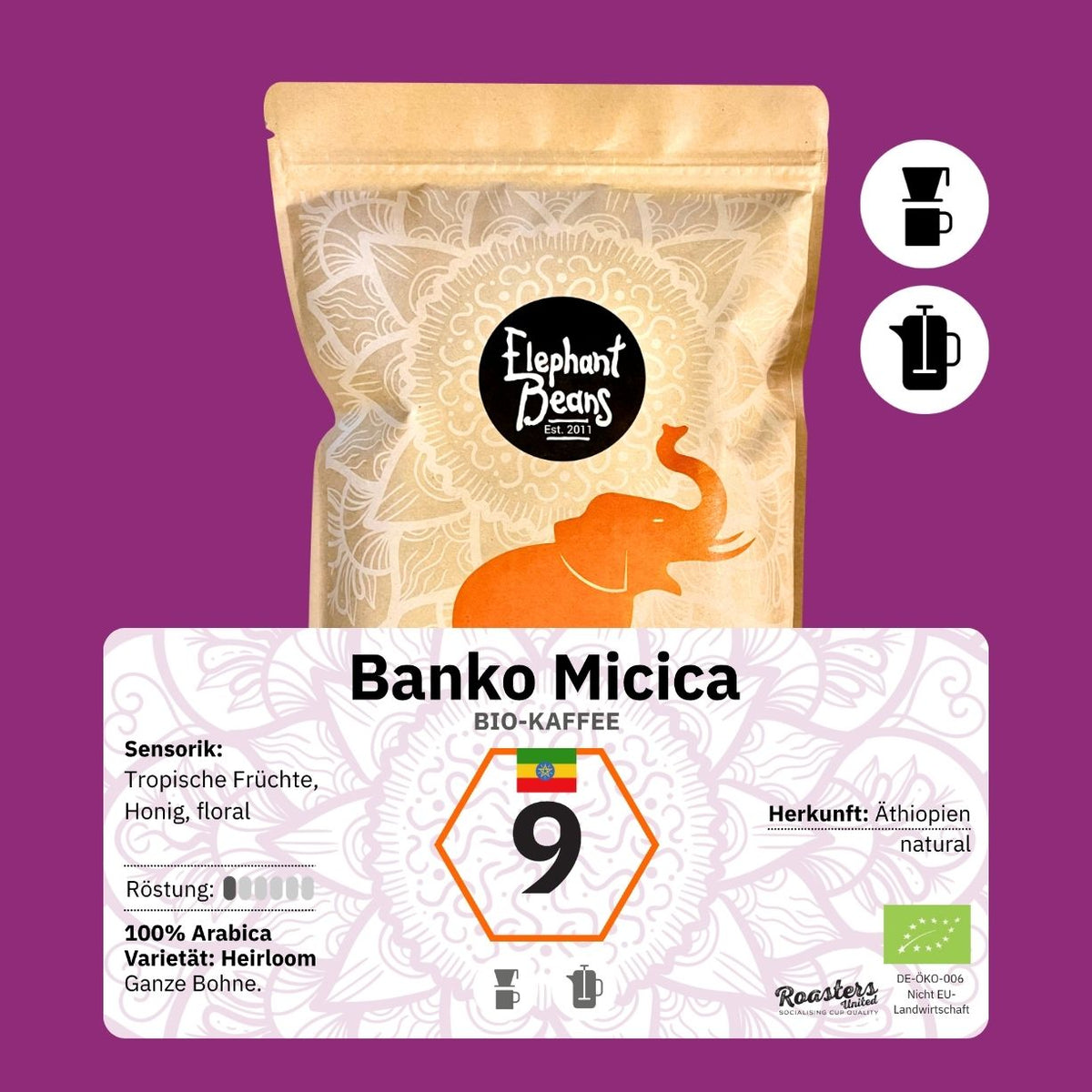 Banko Micica, Bio-Kaffee (Äthiopien) Röstkaffee