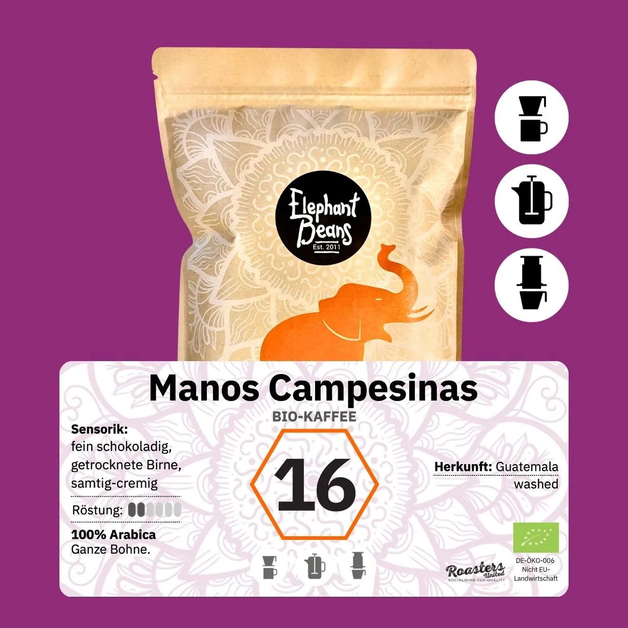 Manos Campesinas, Bio-Kaffee (Guatemala) Röstkaffee