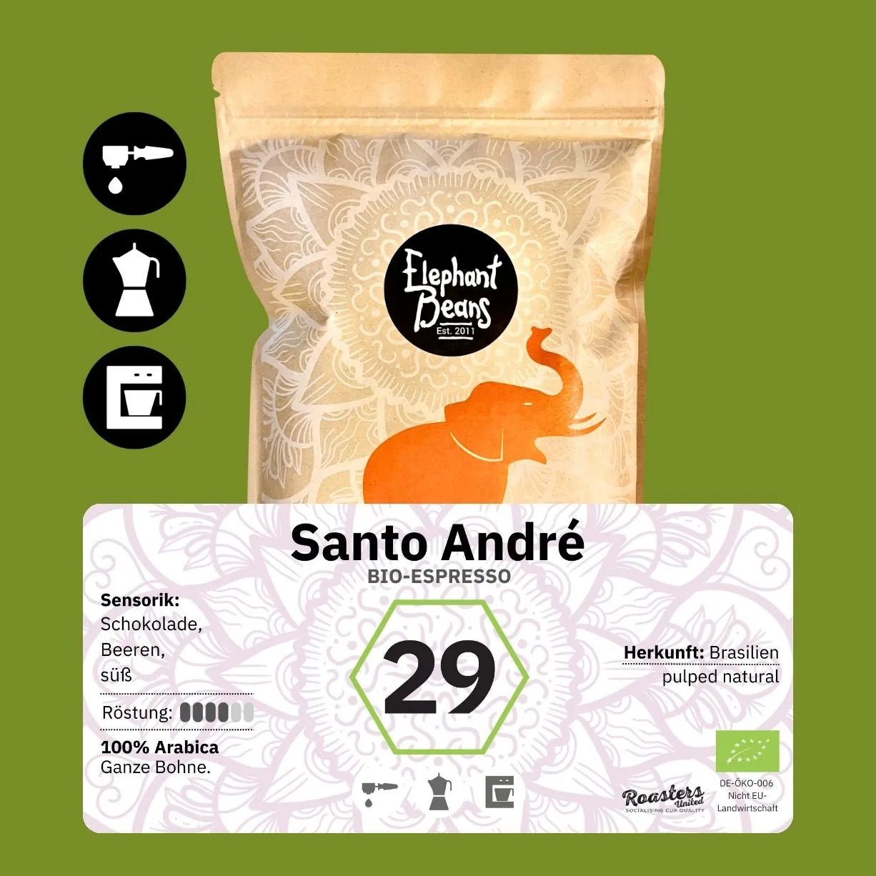 Fazenda Santo André, Bio-Espresso (Brasilien) Röstkaffee
