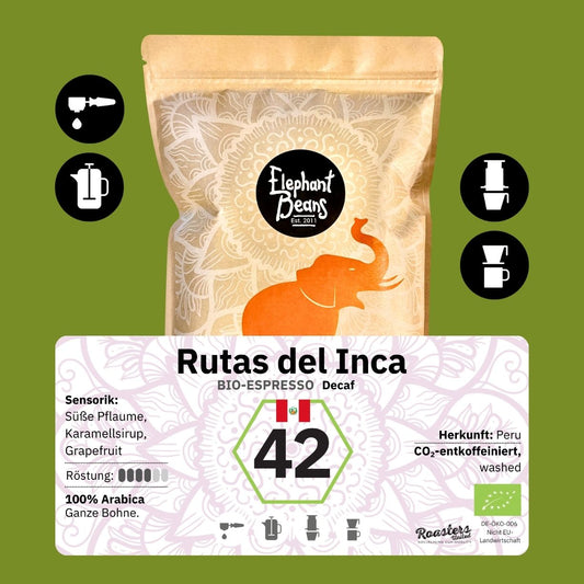 Rutas del Inca DECAF, Bio-Espresso (Peru) Röstkaffee, CO²-entkoffeiniert