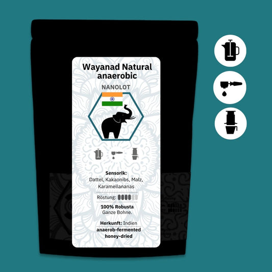 Wayanad Natural Anaerobic Fine Robusta, Bio-Espresso (Indien) Röstkaffee