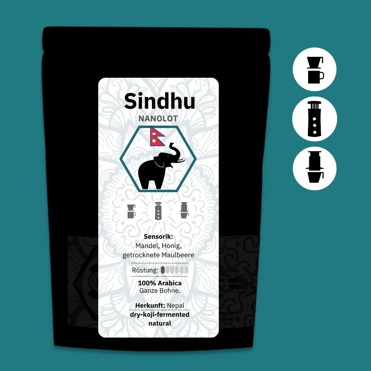 Sindhu Dry Koji Nanolot, Kaffee (Nepal) Röstkaffee