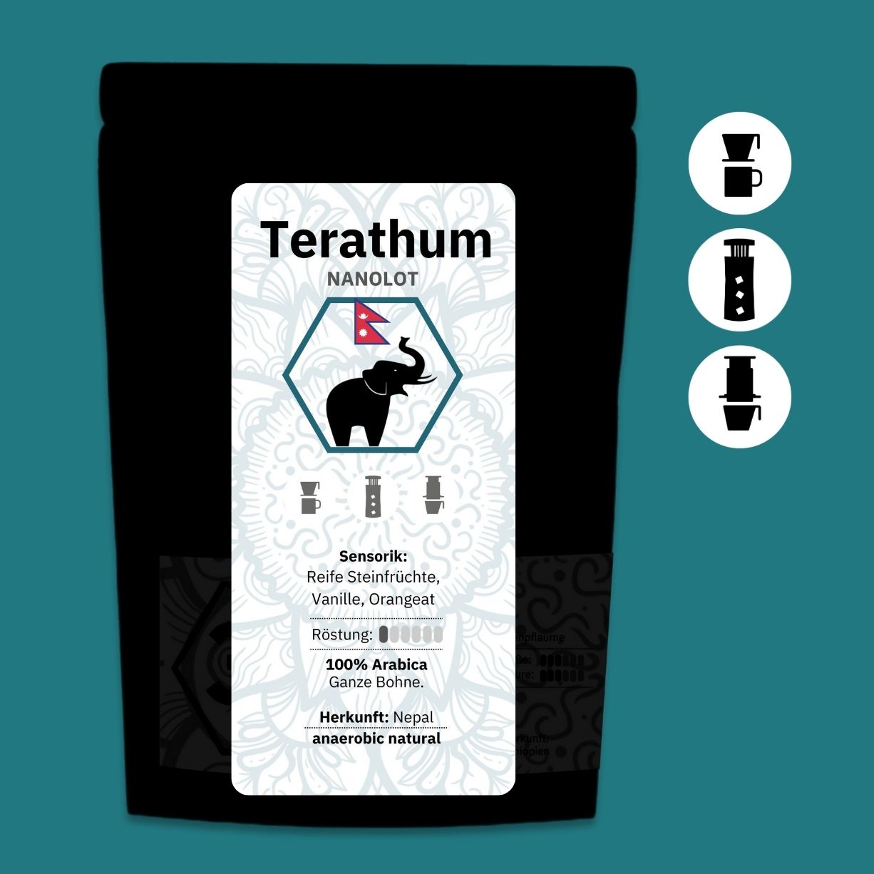 Terathum Natural Anaerobic Nanolot, Kaffee (Nepal) Röstkaffee