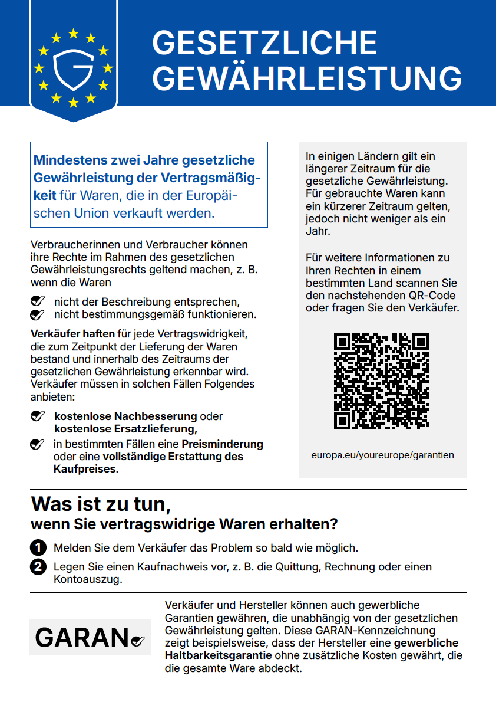 Ihre gesetzlichen Gewährleistungsrechte – Vorschau